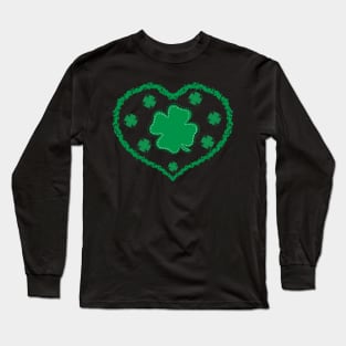 Heart Irish Clover Long Sleeve T-Shirt